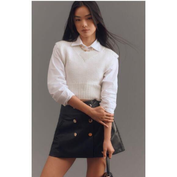 Anthropologie Maeve Women's Cropped Buttondown Shirt Sz XS NWt 128 White - Picture 3 of 11